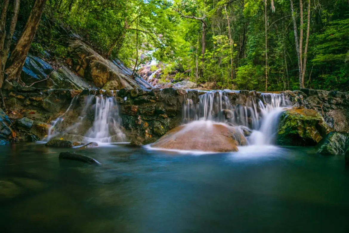 Paradise Waterfall in Koh Phangan nestled in a tropical jungle